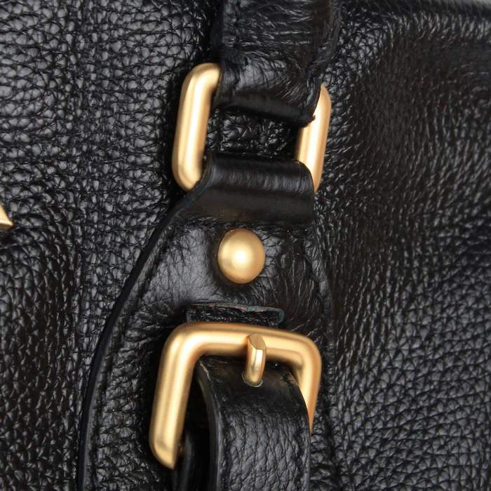 Prada Milled Leather Tote Bag - 8033 Black