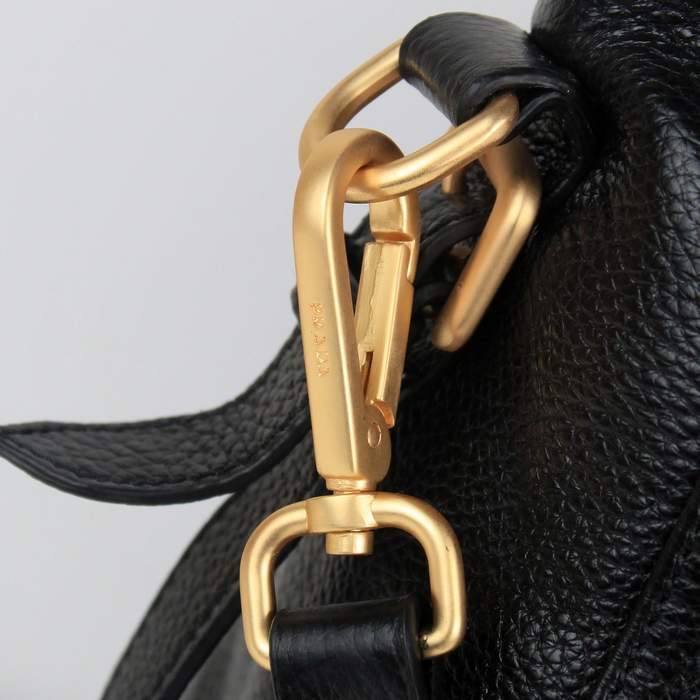 Prada Milled Leather Tote Bag - 8033 Black - Click Image to Close