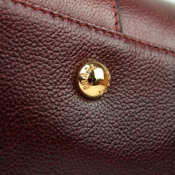 Prada Omber Calf Leather Boston Bag 8034 Red Pretty - Click Image to Close