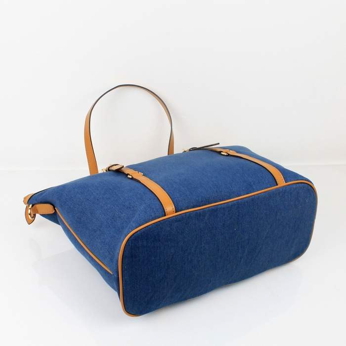 Prada Nappa Leather with Denim Fabric Tote Bag - 8036 Apricot