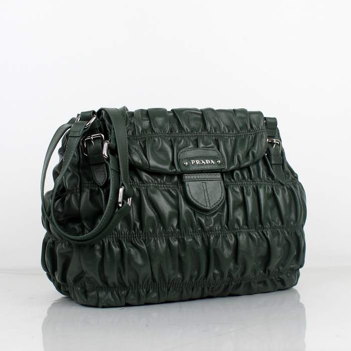 Prada Gaufre Flap Shoulder Bag - 8038 Green