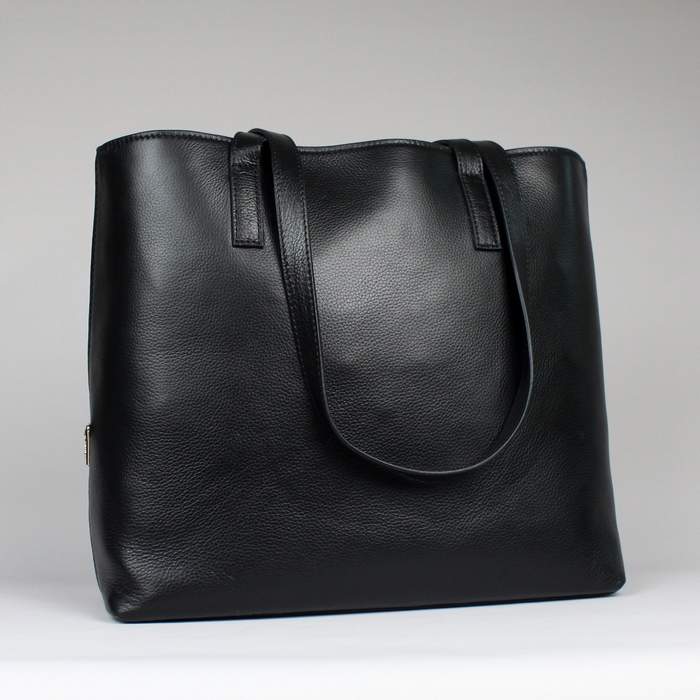 Prada Calfskin Shopper Bag - 8204 Black - Click Image to Close