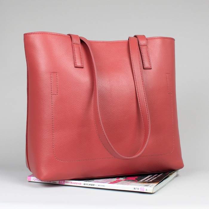 Prada Calfskin Shopper Bag - 8204 Peach Red