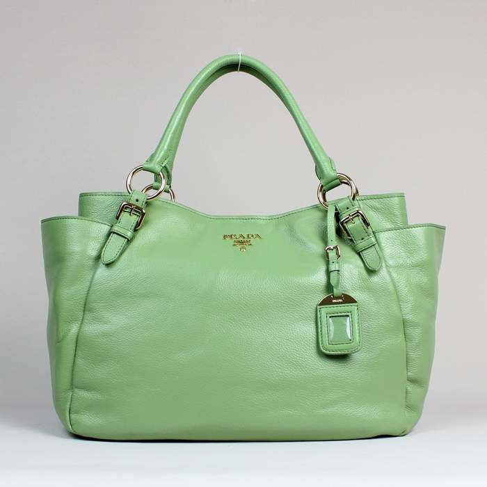 Prada Grained Calf Leather Tote Bag - 8206 Green