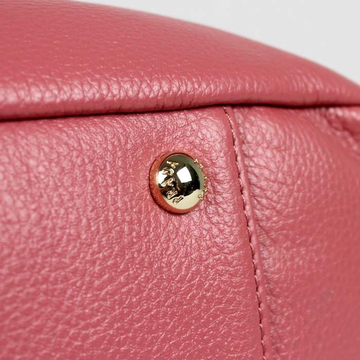 Prada Grained Calf Leather Tote Bag - 8206 Pink Red - Click Image to Close