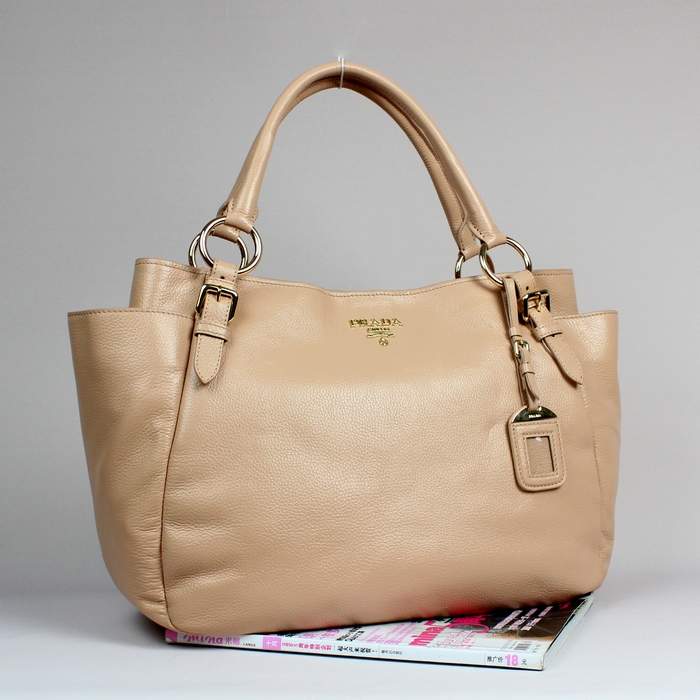 Prada Grained Calf Leather Tote Bag - 8206 Pink - Click Image to Close