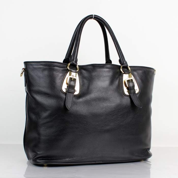 Prada Calfskin Hobo Bag 8209 Black