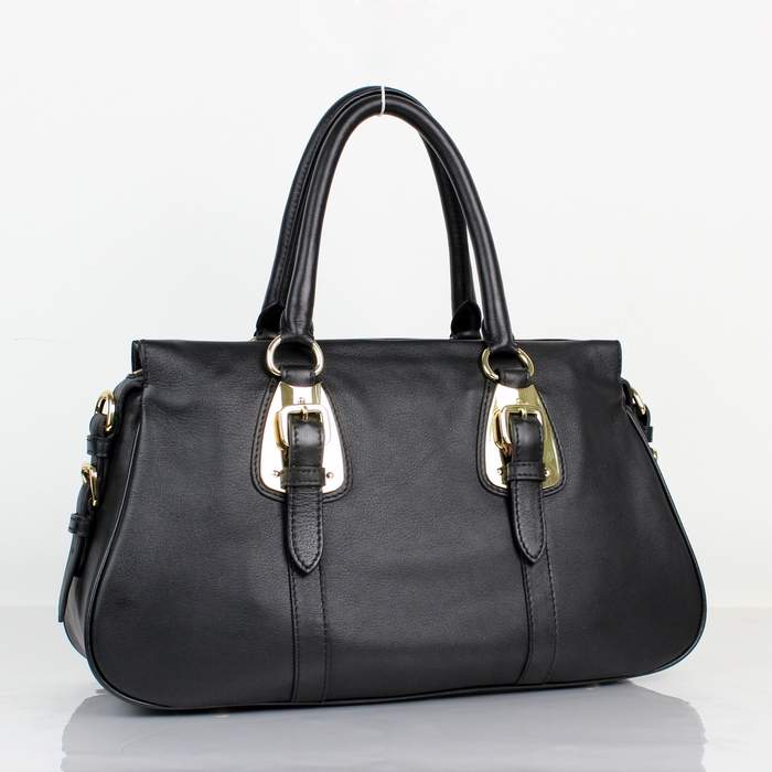 Prada Vintage Leather Tote Bag 8212 Black