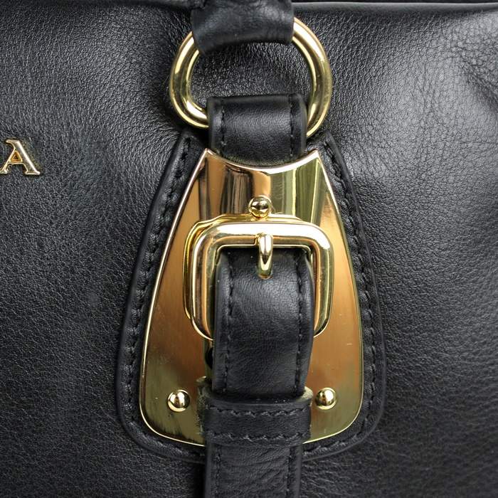 Prada Vintage Leather Tote Bag 8212 Black - Click Image to Close