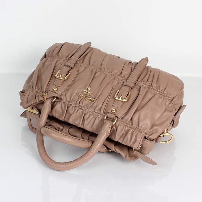Prada Gaufre Lambskin Leather Tote Bag - 8350 Apricot