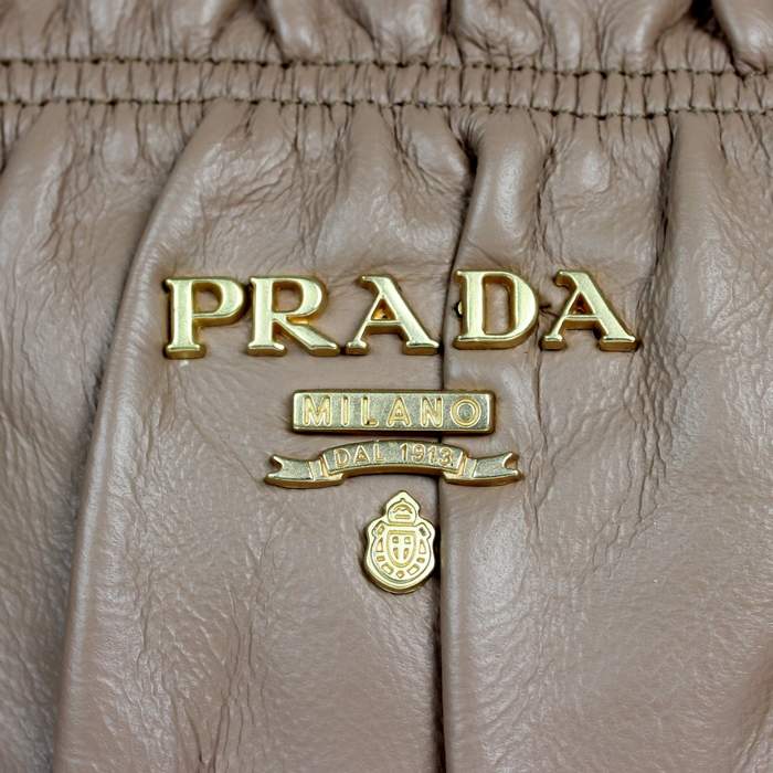 Prada Gaufre Lambskin Leather Tote Bag - 8350 Apricot - Click Image to Close