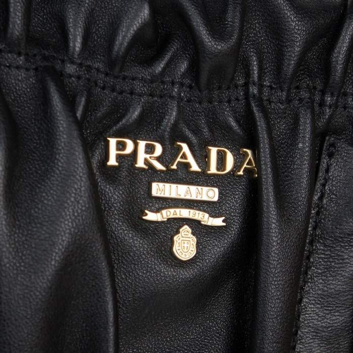 Prada Gaufre Lambskin Leather Tote Bag - 8350 Black - Click Image to Close