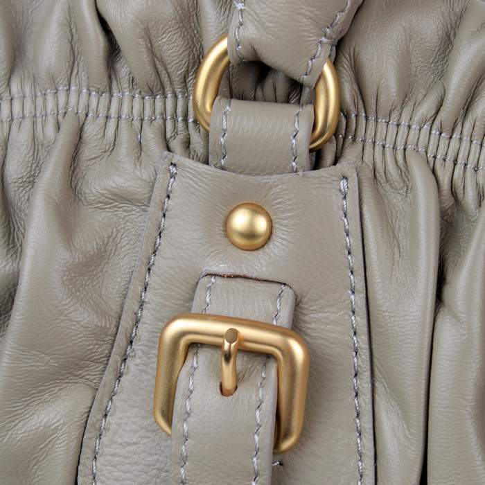 Prada Gaufre Lambskin Leather Tote Bag - 8350 Grey