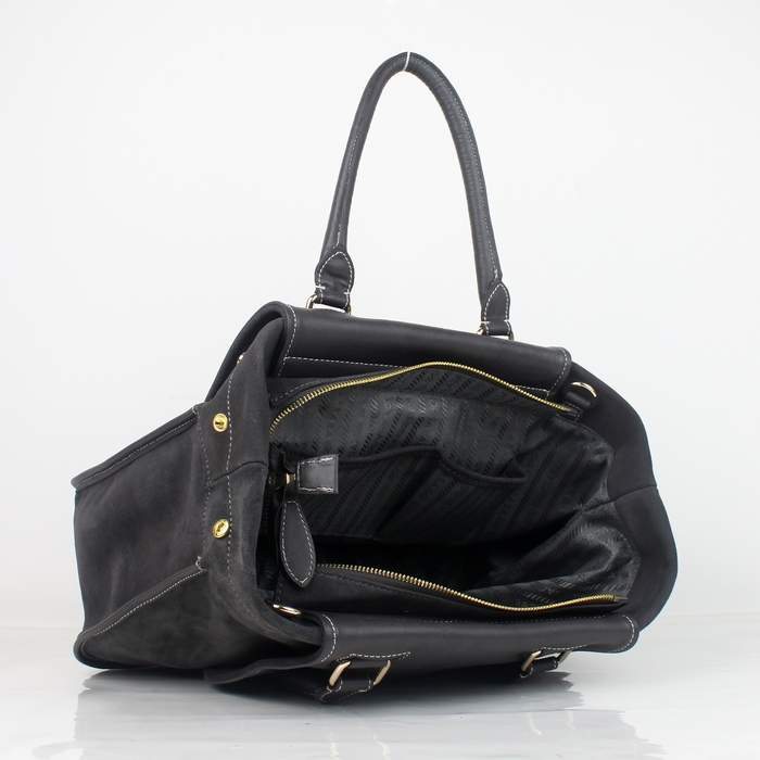 Prada Top Handle Bag With Detachable Shoulder Strap 8501 Grey - Click Image to Close