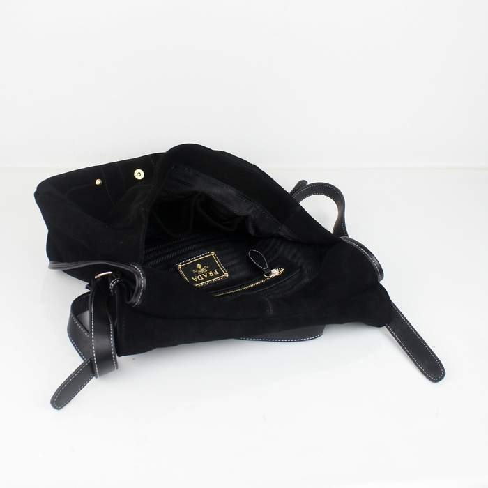 Prada Nappa Leather Flap Shoulder Bag 8502 Black - Click Image to Close