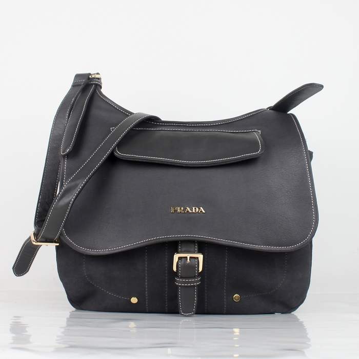 Prada Nappa Leather Flap Shoulder Bag 8502 Grey