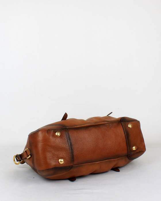 Prada Tote Bags Milled Leather 8803 Brown