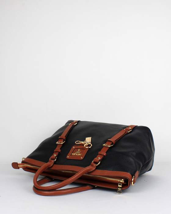 Prada Milled Leather Tote Bags 8804 Black