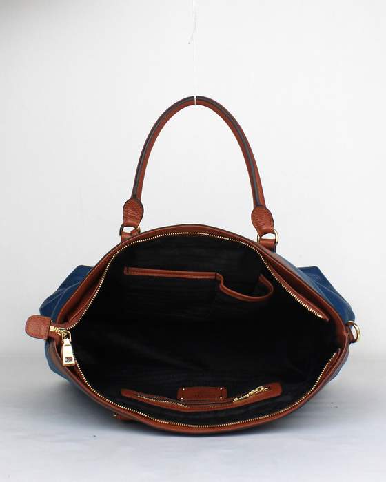Prada Milled Leather Tote Bags 8804 Blue