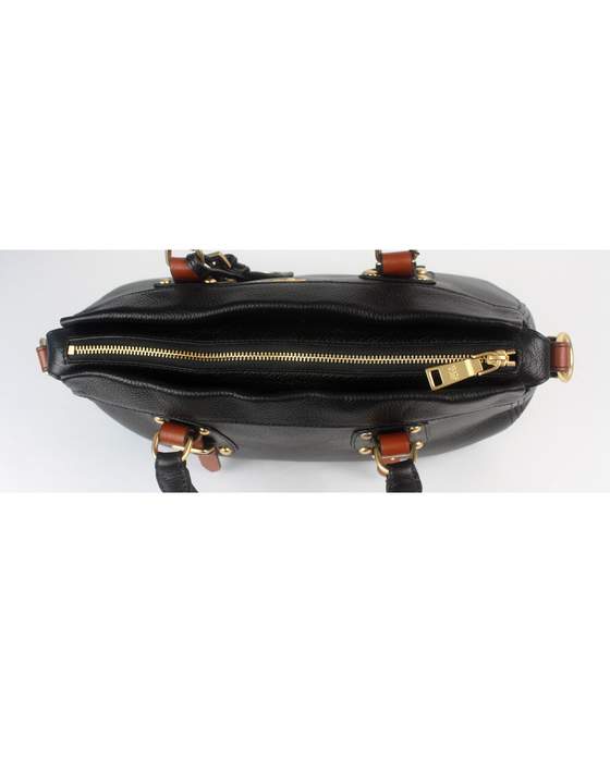 Prada Milled Leather Tote Bag - 8821 Black - Click Image to Close