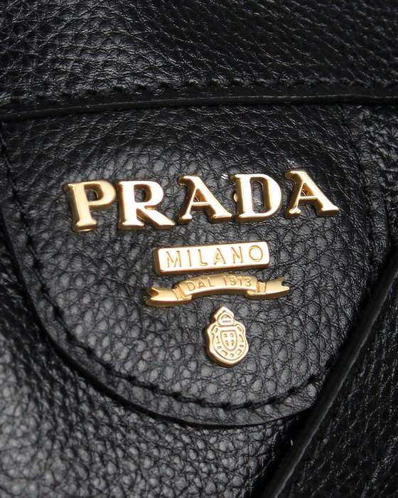 Prada Milled Leather Tote Bag - 8827 Black