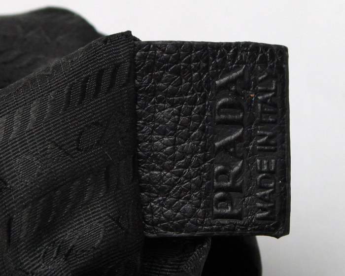 Prada Milled Leather Tote Bag - 8827 Black - Click Image to Close