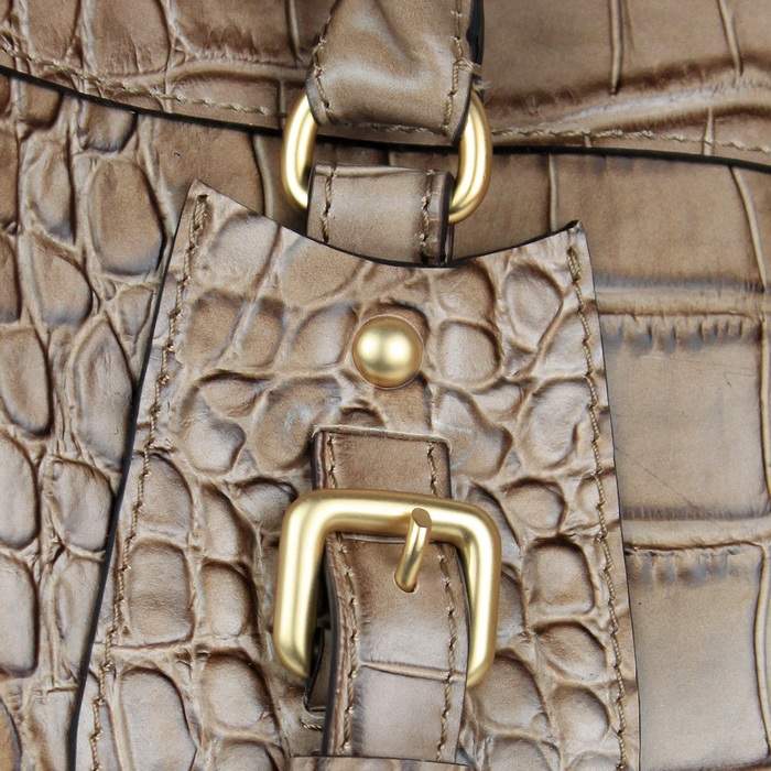Prada Croco Veins Tote Bag - 8827 Khaki - Click Image to Close