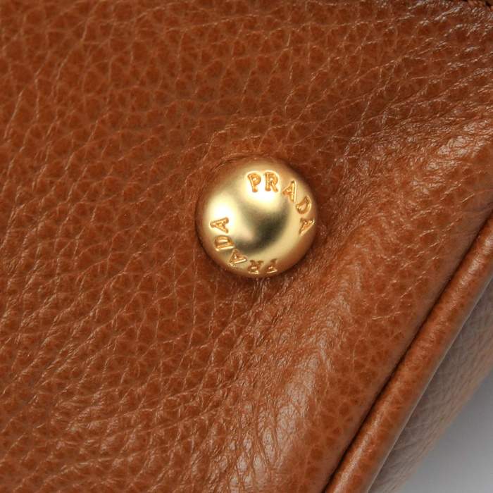 Prada Milled Leather Tote Bag - 8827 Coffee