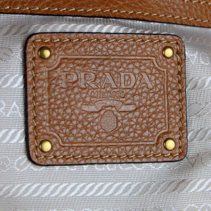 Prada Milled Leather Tote Bag - 8827 Coffee