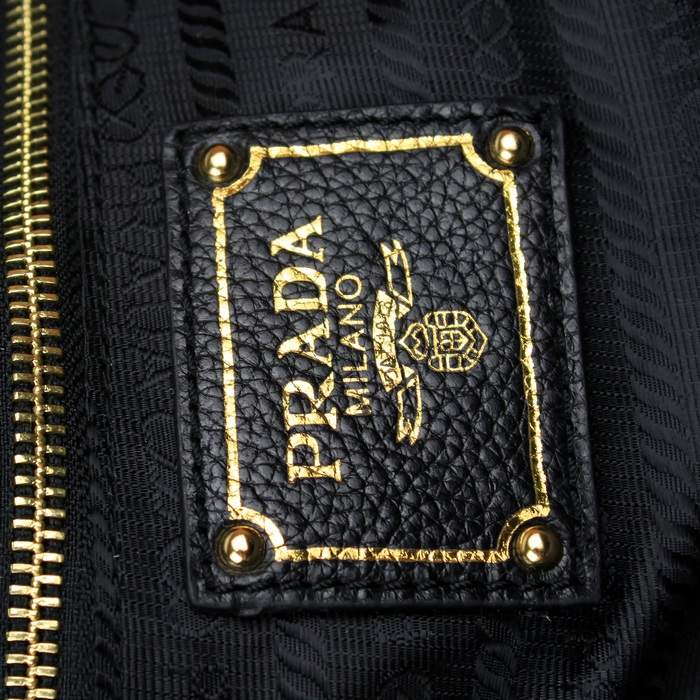 Prada Milled Leather Tote Bag - 8828 Black - Click Image to Close