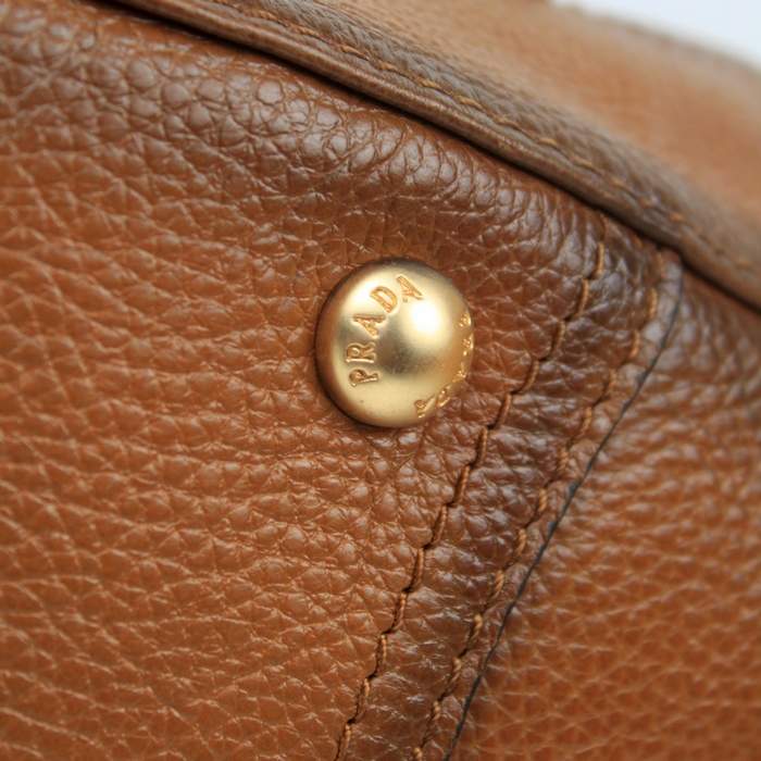 Prada Milled Leather Tote Bag - 8828 Tan - Click Image to Close
