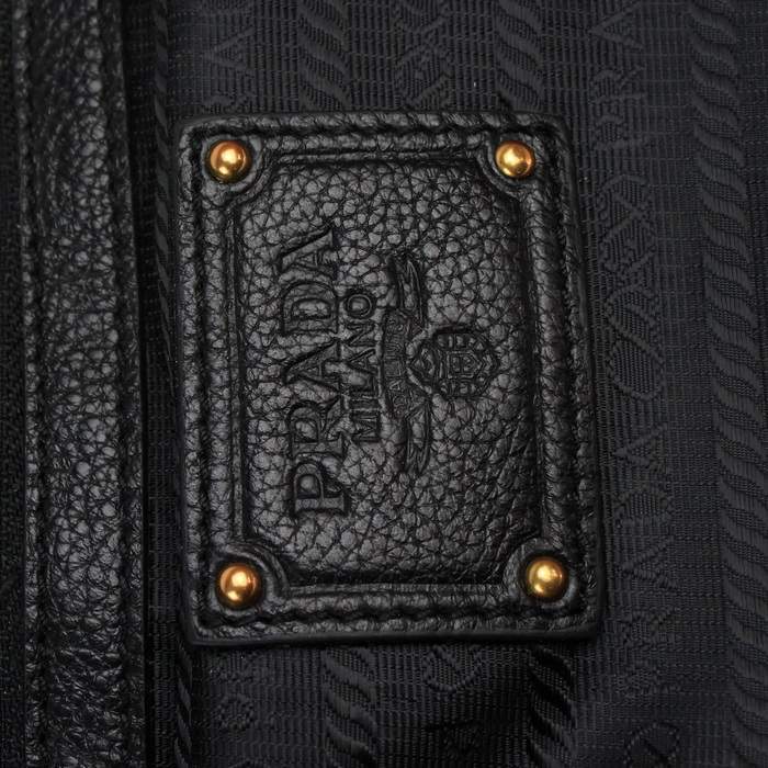 Prada Milled Leather Tote Bag - 8830 Black - Click Image to Close