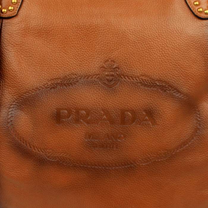 Prada Milled Leather Tote Bag - 8830 Tan - Click Image to Close