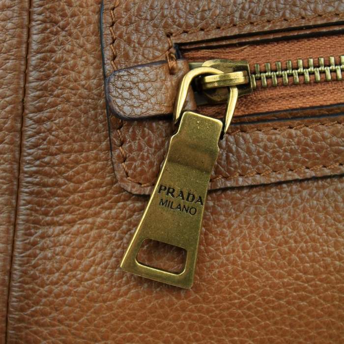 Prada Milled Leather Tote Bag - 8830 Tan - Click Image to Close
