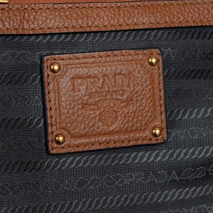 Prada Milled Leather Tote Bag - 8830 Tan