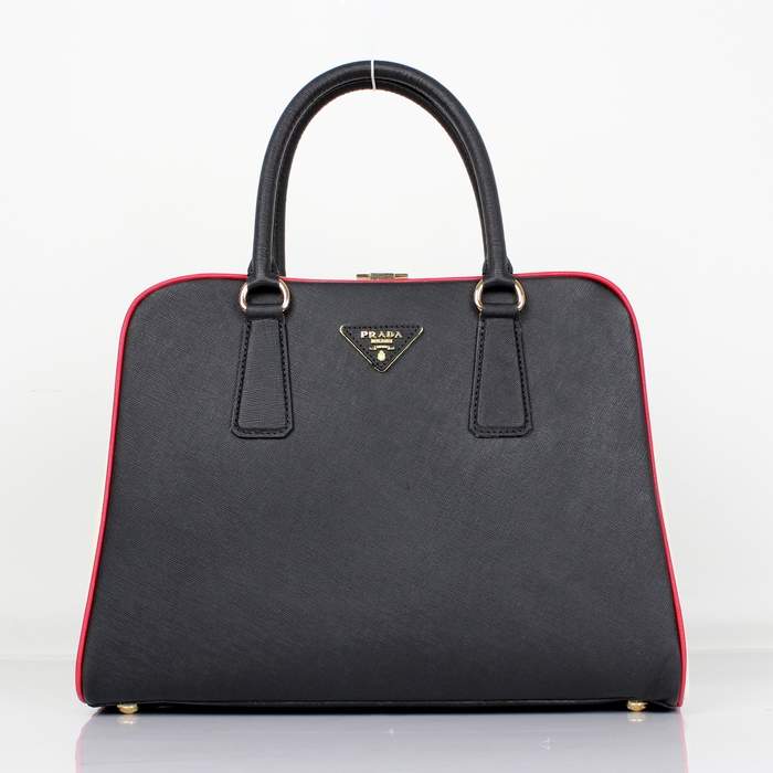 Prada Perforated Saffiano Leather Tote Bag BL0808 Black & White - Click Image to Close