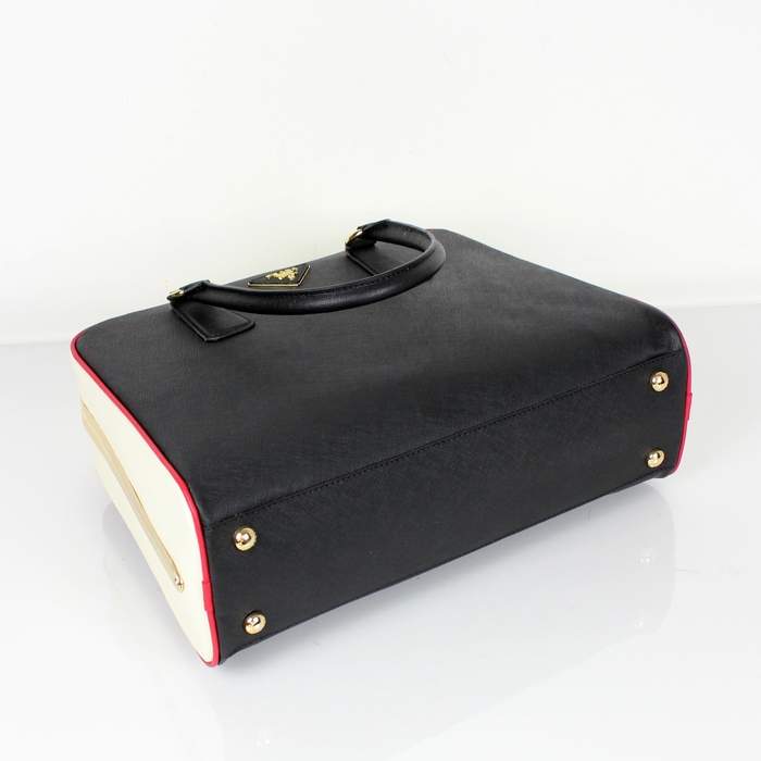 Prada Perforated Saffiano Leather Tote Bag BL0808 Black & White