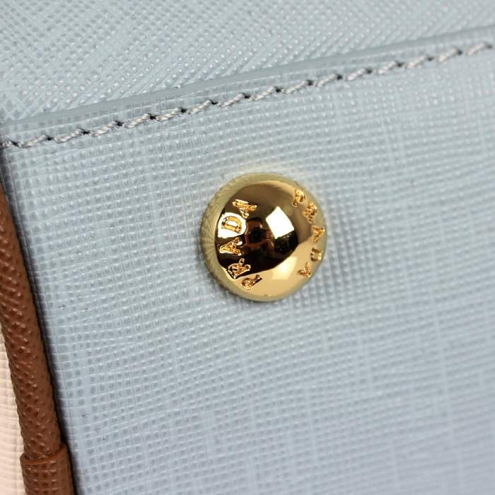 Prada Perforated Saffiano Leather Tote Bag BL0808 Blue & White