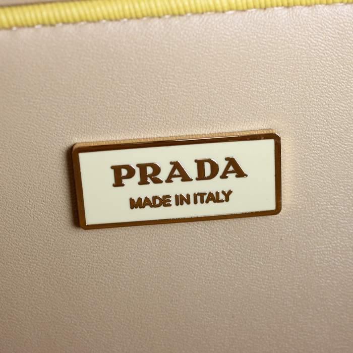 Prada Perforated Saffiano Leather Tote Bag BL0808 Yellow & White - Click Image to Close