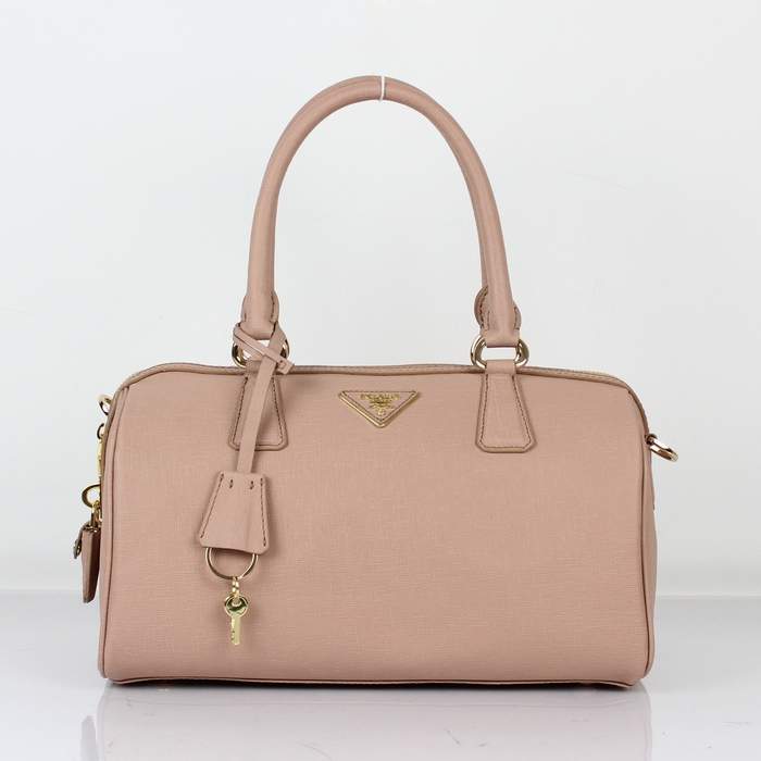 Prada Perforated Saffiano Top Handle Leather Handbag - BL0796 Apricot - Click Image to Close