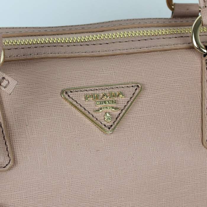 Prada Perforated Saffiano Top Handle Leather Handbag - BL0796 Apricot