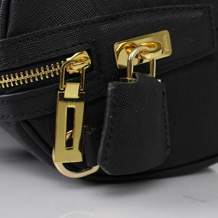 Prada Perforated Saffiano Top Handle Leather Handbag - BL0796 Black