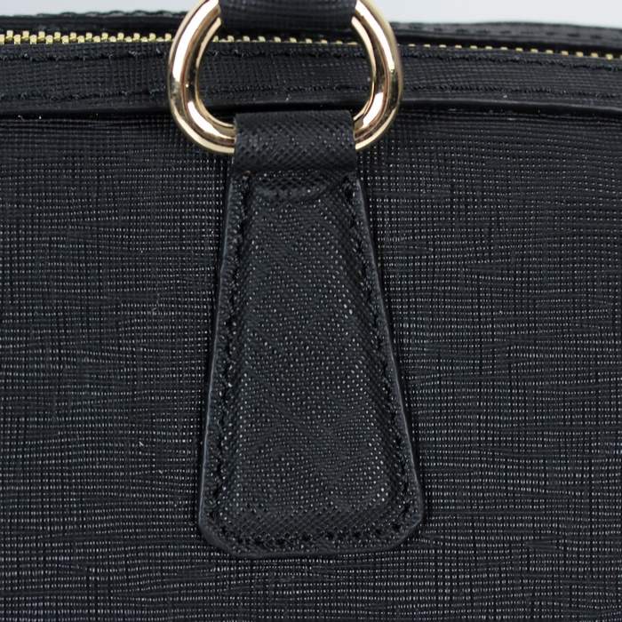 Prada Perforated Saffiano Top Handle Leather Handbag - BL0796 Black