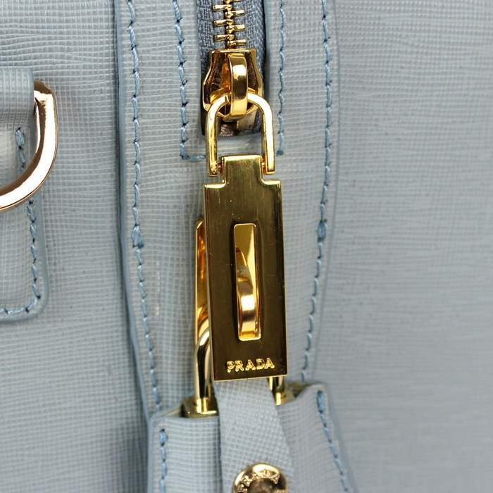 Prada Perforated Saffiano Top Handle Leather Handbag - BL0796 Blue - Click Image to Close
