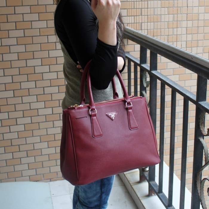 Prada 2012 Saffiano Leather Tote Bag BN1786 Red