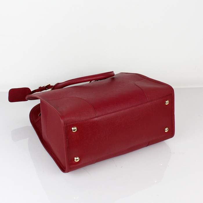 Prada Real Leather Tote Bag 2254 Wine Red - Click Image to Close