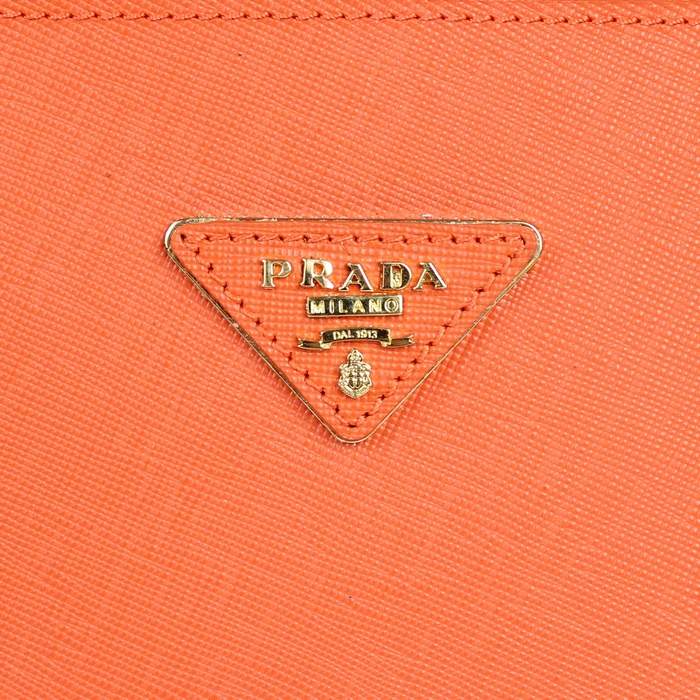 Prada Saffiano Calf Leather Tote BN2274 Orange - Click Image to Close
