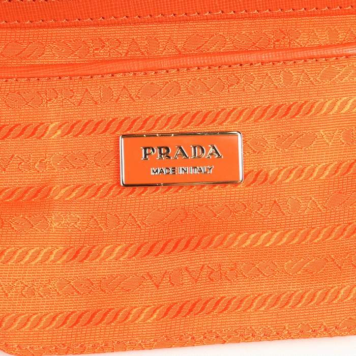 Prada Saffiano Calf Leather Tote BN2274 Orange - Click Image to Close