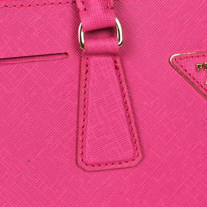 Prada mini Saffiano Calfskin Leather Totes BN2316 Rose Red - Click Image to Close