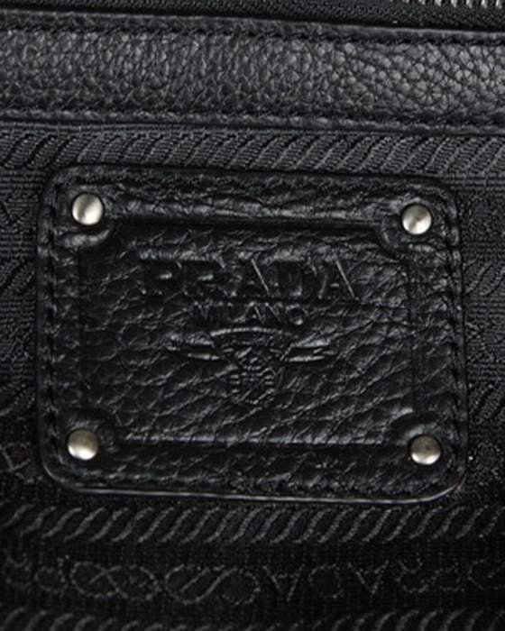 Prada Milled Leather Tote bag - 3573 Black - Click Image to Close